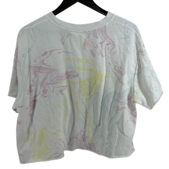 GAP Cropped Tie Dye Sweatshirt L White Multicolor Swirl Retro Cut Off Crewneck - Picture 2 of 3